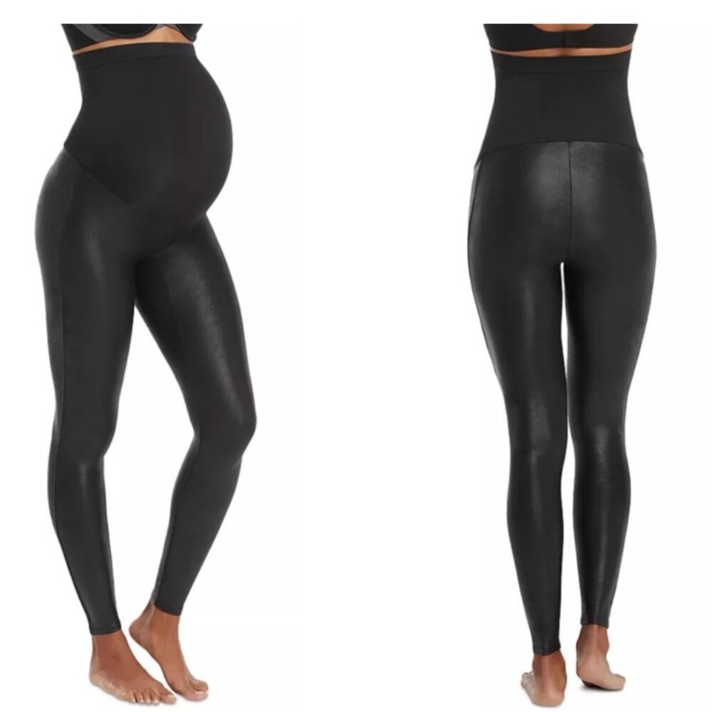 Spanx Maternity Mama Faux Leather Leggings Before, During, After Black Size S/P